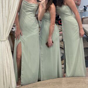 Cowl Scoop Chiffon Bridesmaid Dress, Dusty Sage, size A4